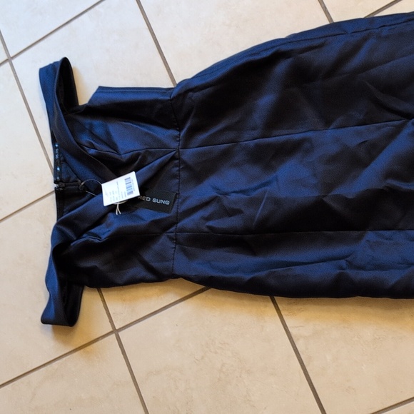 NWT Alfred Sung Off-The-shoulder Cuff Trumpet  Gown Slit Midnight Navy Blue 6 - Picture 2 of 13